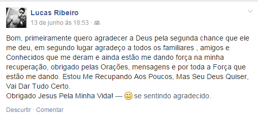 Mensagem de Lucas Ribeiro as centenas de mensagens enviadas a ele.