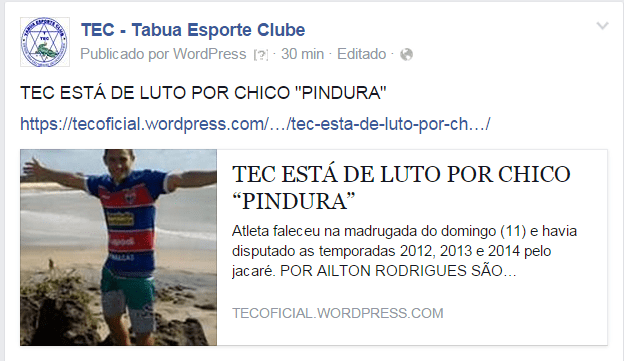 Homenagem do vlube tabuense a Francisco Gomes.