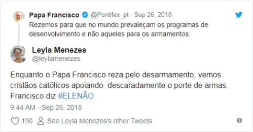 comentário concordando com o papa