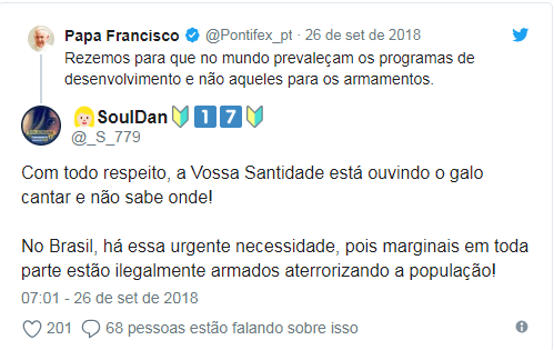 comentário Papa Francisco